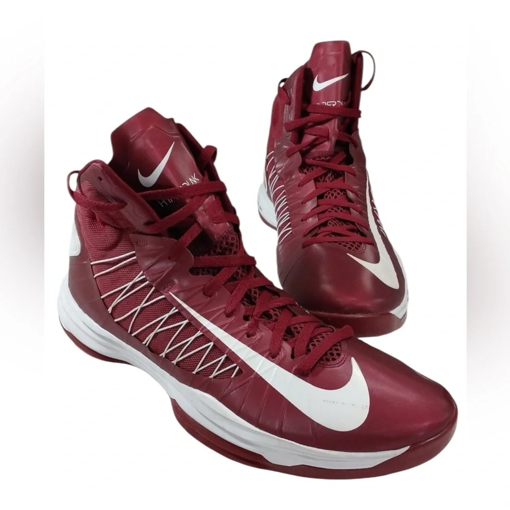 Nike HYPERDUNK 2012 Hi-Top Sneakers RARE Size 17 Maroon & White NWOT